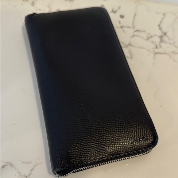 Prada Handbags - Prada Black Saffiano Leather Long Wallet